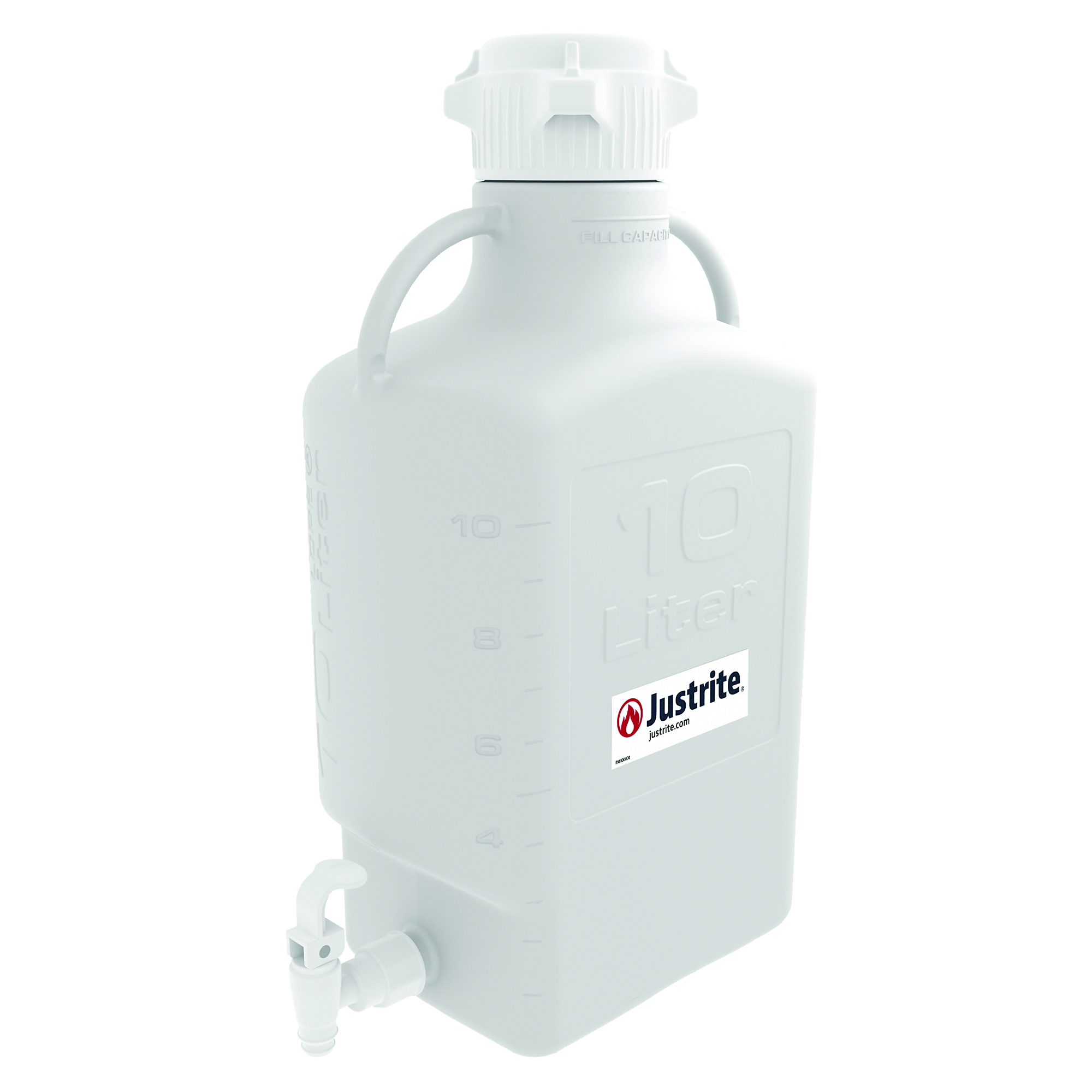 Justrite HDPE Carboy with Spigot — 10 Liters, 83mm Cap, Model# 12915